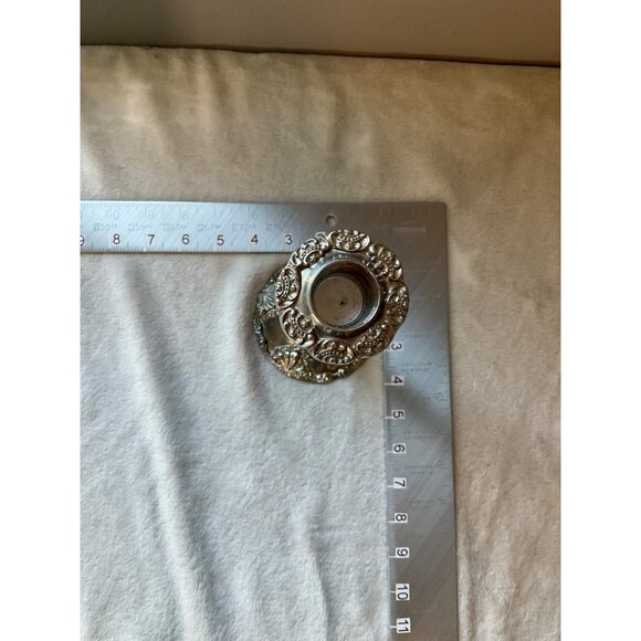 Vintage Godinger Ornate Silver-Plated Candle Holder Intricate Floral Details - Picture 9 of 12